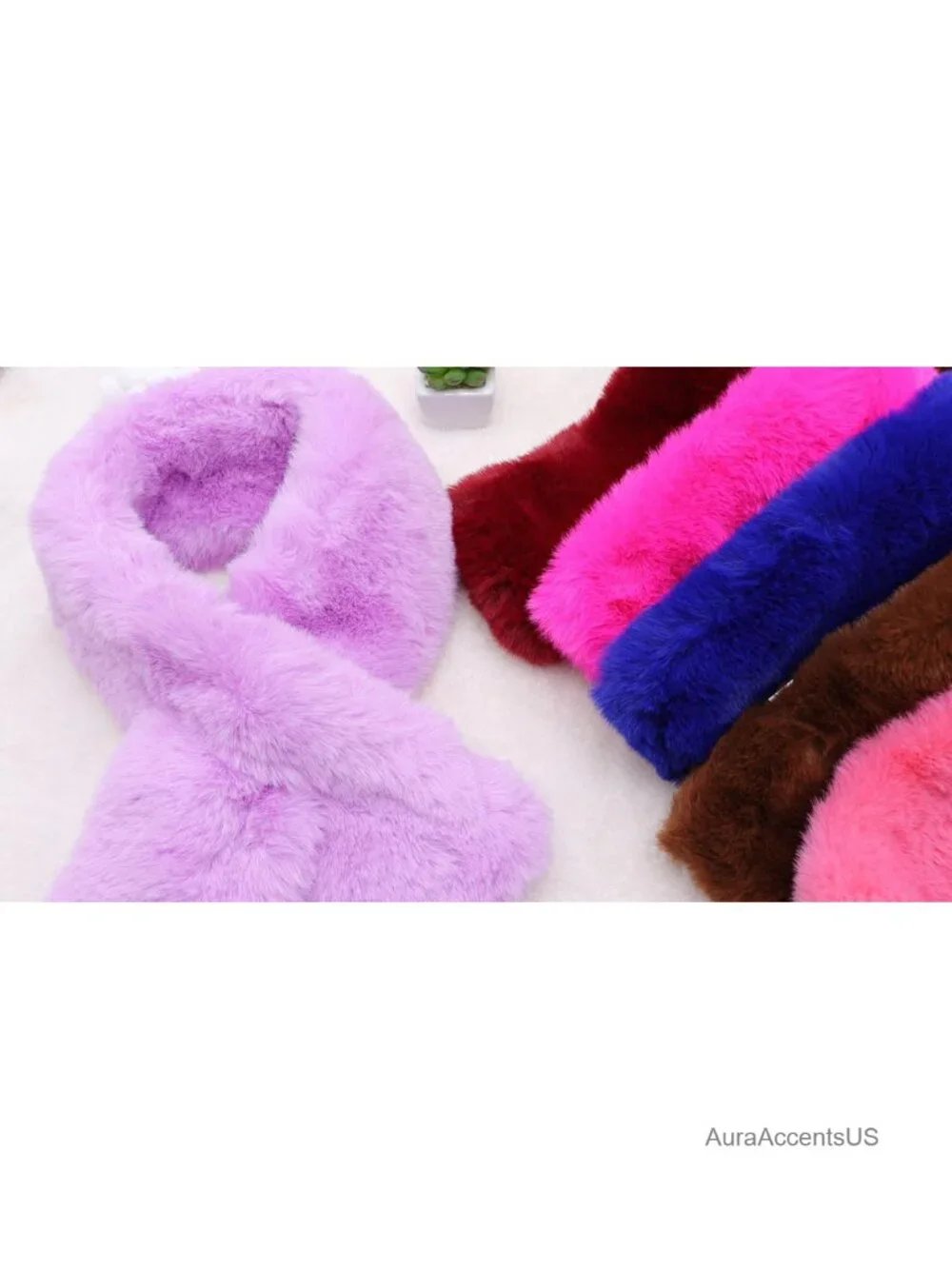 Faux Fur Scarf Winter Neck Warmer Women Fleece Wrap